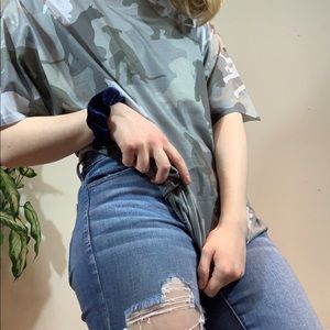 Camo Graphic T-Shirt with Dogs